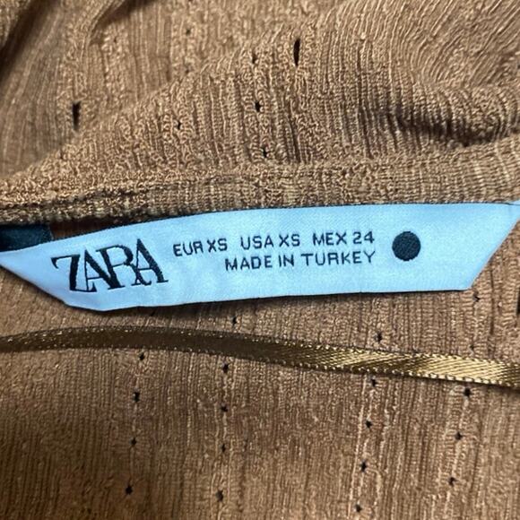 Zara Women's Brown Long Sleeve Knit Button Up Cardigan Sweater Top Size XS - Picture 3 of 3